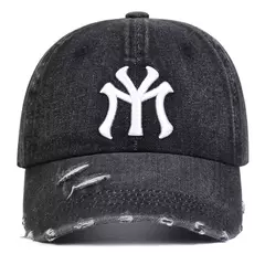 Imagen de Gorras de béisbol de mezclilla con agujero bordado de letras Unisex primavera otoño sombreros casuales ajustables al aire libre sombrero de protección solar