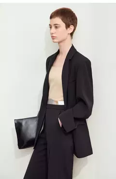 Amii-abrigo de sastre minimalista para mujer, chaqueta holgada de longitud media con cuello de solapa y estampado de retazos, para oficina, novedad de otoño, 2024, 12443016 - Eleganzie