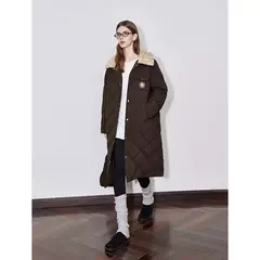 TOYOUTH-abrigo de plumas para mujer, abrigo largo medio grueso con cuello de piel nueva y botones de un solo pecho, invierno 2024 - comprar en línea