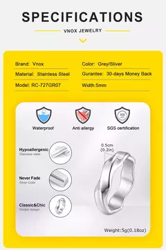 Vnox 2025 Nuevo anillo Mobius para hombres y niños, banda para el dedo de acero inoxidable trenzado oxidado, regalo de aniversario de amor sin fin retro para él - Eleganzie