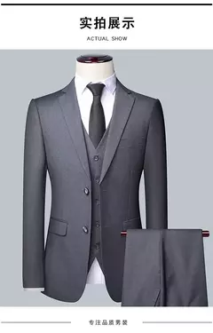 Image of Traje de negocios de moda para hombre, Blazer, chaleco y pantalones, informal, Formal, profesional, Boutique, para boda, 3 piezas, M-6XL, 2024