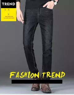 Image of 2025 Nuevos pantalones vaqueros elásticos para hombre, pantalones ajustados clásicos regulares de negocios, pantalones rectos negros y azules para hombre, ropa de marca, talla 28-40