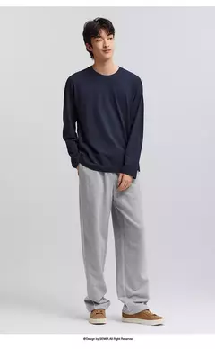 Semir-Camiseta de manga larga para hombre, capa interior de algodón puro, Top básico de primavera 2025, Color sólido, estilo básico versátil para pareja - online store