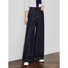 TOYOUTH mujeres Denim Jeans 2025 primavera nueva cintura alta lavada recta pierna ancha Slim Fit pantalones largos en internet