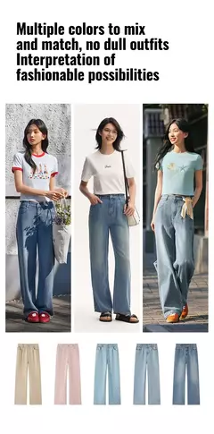 Semir Jeans Mujer Pantalones largos con cintura elástica 2024 nueva versión de verano pantalones de pierna ancha con sensación fresca en internet