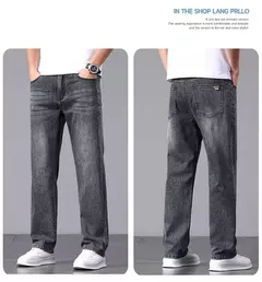 Pantalones vaqueros nuevos para hombre en primavera y verano 2025, algodón elástico de alta calidad, tubo recto suelto, pantalones elásticos de algodón a la moda 28-40