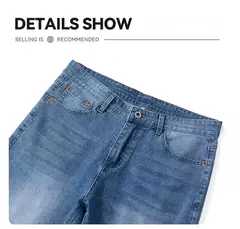 Primavera Verano hombres Color sólido lavado azul claro negocios Casual versátil suave transpirable suelto recto pantalones elásticos para hombres - Eleganzie
