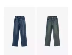 Imagen de TOYOUTH-pantalones vaqueros de mezclilla para mujer, Vaqueros largos de cintura alta con forma de pera lavada a la piedra, novedad de otoño, 2024