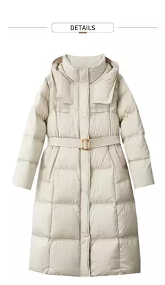 AMII-Abrigo acolchado de plumón minimalista para mujer, abrigo largo con capucha y cinturón, ligero y cálido, ropa de abrigo de moda para invierno, 2023, novedad de 12344187 - comprar en línea