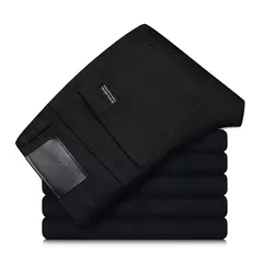 Pantalones de mezclilla de alta calidad para hombre, ropa de calle masculina, ajustada, informal, Popular, juvenil, clásico, negro - Eleganzie