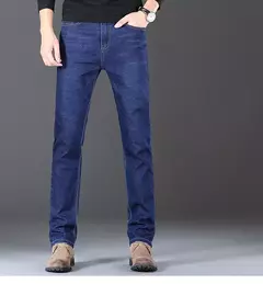 2025 Nuevos pantalones vaqueros elásticos para hombre, pantalones ajustados clásicos regulares de negocios, pantalones rectos negros y azules para hombre, ropa de marca, talla 28-40 - Eleganzie