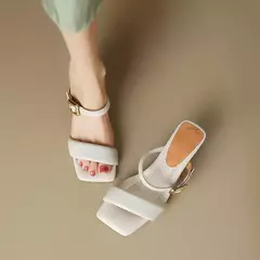 FEDONAS-Zapatillas de tacón alto de piel auténtica para mujer, zapatos cómodos y elegantes con hebilla para oficina y fiesta, 2024 - Eleganzie