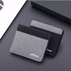 Cartera de lona a la moda para hombre, monedero corto, funda para tarjetas de crédito, tarjetero negro/azul/gris, monedero para hombre, soporte para banco 2023 - tienda en línea