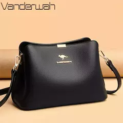 Bolso de mano de cuero de alta calidad para mujer, bolsa de hombro multifuncional, de diseñador de lujo, Color sólido