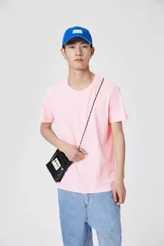 Image of Metersbonwe Camiseta de manga corta para hombre, algodón puro perenne, camisetas monocromáticas informales, camisetas de gran oferta