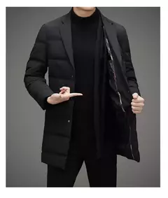 Chaqueta de plumón elegante y guapo para hombre, traje de negocios informal de longitud media, cuello de bufanda, coa de invierno, alta calidad, 2024 - online store
