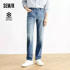 Semir Jeans hombres pierna recta Retro desgastado 2025 nuevos pantalones de verano sensación fresca pantalones largos para trajes de todos los días y de moda