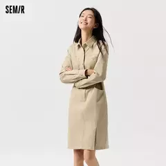 Vestido Semir para mujer, solapa con abertura, Vintage, primavera 2025, nuevo vestido de trabajo que se acepta la cintura