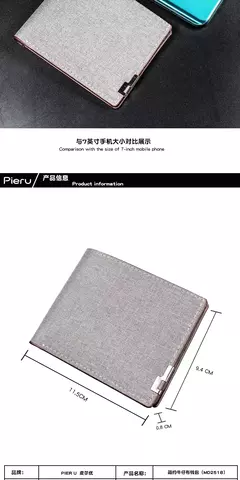 Cartera de lona a la moda para hombre, monedero corto, funda para tarjetas de crédito, tarjetero negro/azul/gris, monedero para hombre, soporte para banco 2023 en internet