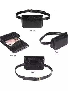 Riñonera de moda para mujer, Bolso pequeño de cuero PU con patrón de cocodrilo multifuncional, bolso cruzado diagonal deportivo informal - Eleganzie