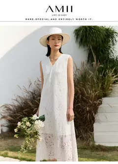 AMII-Vestidos minimalistas para mujer, ropa elegante y romántica de encaje, sin mangas, línea A, 2023 en internet