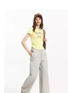 Imagen de Semir pantalones casuales para mujer que absorben la humedad ajuste relajado pierna ancha 2025 nuevo verano sensación fresca protección solar pantalones largos