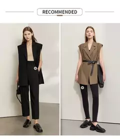 Amii-Chaleco minimalista de otoño para mujer, chaqueta holgada informal sin mangas con abertura con muescas, prendas de vestir a la moda, ropa femenina 12270105