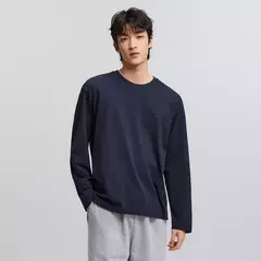 Semir-Camiseta de manga larga para hombre, capa interior de algodón puro, Top básico de primavera 2025, Color sólido, estilo básico versátil para pareja - online store