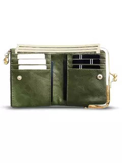 MIYIN-cartera pequeña de cuero para mujer, monedero Vintage plegable, compacto, con cremallera y cierre de beso