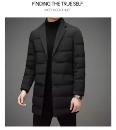 Chaqueta de plumón elegante y guapo para hombre, traje de negocios informal de longitud media, cuello de bufanda, coa de invierno, alta calidad, 2024 - Eleganzie