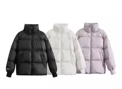 Image of AMII minimalista 2024 nueva chaqueta de plumas para mujer abrigo de pan sólido corto mujer calidad moda suelta prendas de vestir exteriores de invierno 12344023