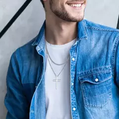 Collar Cruzado en Capas con Diseño Cubano – Estilo y Fe para Hombres - Eleganzie