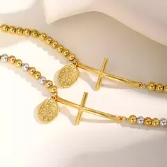 Imagen de Pulsera de San Benito con Cruz – Protección y Fe en Acero Inoxidable