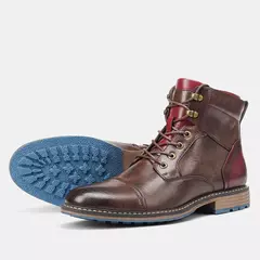 Imagen de Botas talla 7-13 para hombre, marca 2024, botas cómodas de moda de cuero # AL603C4