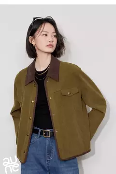 TOYOUTH-Chaqueta de pana para mujer, abrigo de invierno de manga larga con cuello tipo Polo, prendas de vestir gruesas de felpa con botones de Metal, 2024 - Eleganzie