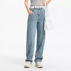 Semir Jeans Mujer dobladillo curvo suelto hasta el suelo 2025 nuevo verano sensación fresca pantalones cónicos moda para looks callejeros en internet