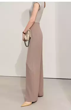 Imagen de Amii Minimalism 2024, novedad de verano, pantalones de pierna ancha para mujer, pantalones casuales básicos rectos, pantalones lisos de longitud completa para mujer 12412006