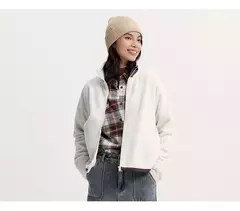 Semir-abrigo Polar antiestático para mujer, chaqueta holgada de invierno con manga raglán y cuello levantado, novedad de 2024 - tienda en línea