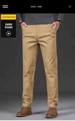 Pantalones informales 97% algodón para hombre, moda de otoño, cómodos, elásticos, ajustados, rectos, de negocios, negro, verde militar, caqui - online store