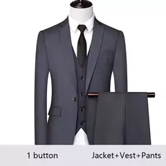 Traje de hombre para boda, 3 piezas, 2 conjuntos, Blazers, chaquetas elegantes, chaleco, pantalones, abrigos de negocios de lujo, Formal coreano de alta calidad 2024 - tienda en línea