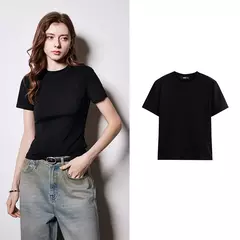TOYOUTH-Camiseta de manga corta para mujer, Tops blancos cortos versátiles, Lyocell, cuello redondo, corte ajustado, primavera 2025 - tienda en línea