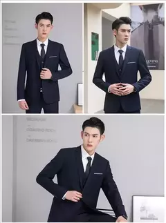 Image of Trajes de boda para hombre, elegantes, 3 piezas, 2 conjuntos completos, chaquetas clásicas, chaleco, pantalones, chaquetas de lujo de alta calidad, trajes formales para adultos 2024