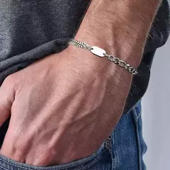 Pulseras con iniciales Vnox A-Z para hombres y mujeres, cadena Figaro que nunca se decolora, pulseras de cadena de eslabones de caja de doble capa, regalo con nombre para él en internet