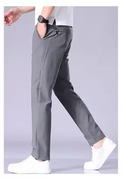 2025 Joggers de verano para hombre, tela fina de seda de hielo, pantalones casuales elásticos de cuatro lados, pantalones Cargo, ropa de calle, pantalones de chándal - online store