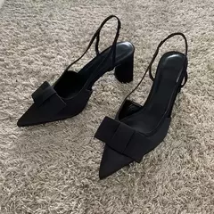 Sandalias de tacón con diseño de nudo de mariposa para mujer, zapatos de vestir elegantes a la moda, zapatos de tacón con punta estrecha para mujer, tacones altos con talón descubierto 2025 - online store