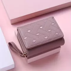 Cartera bordada corta Love Zero para mujer, hebilla de cremallera, bolso de tarjeta de gran capacidad, moda versátil Simple - comprar en línea