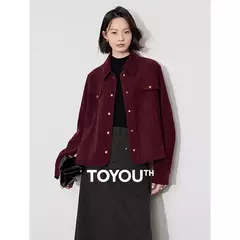 TOYOUTH-Chaqueta de pana para mujer, abrigo de invierno de manga larga con cuello tipo Polo, prendas de vestir gruesas de felpa con botones de Metal, 2024