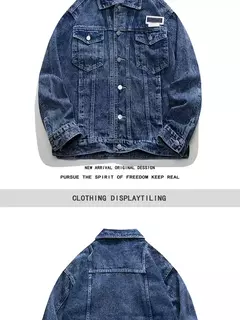 Chaqueta informal de moda para hombre, Top de mezclilla lavada, chaqueta vaquera holgada de talla grande para otoño, chaqueta para hombre - Eleganzie