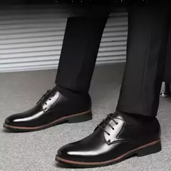 Imagen de Zapatos de cuero transpirables para hombre, suela suave de cuero negro, zapatos informales formales de negocios para padrinos de boda, primavera y otoño