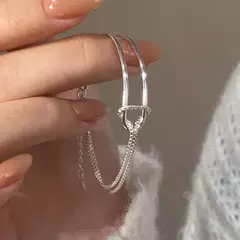 Pulsera de Plata 925 de Doble Capa – Estilo Asimétrico y Minimalista - comprar en línea